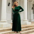 thumbnail image 3 of 1PCS gold velvet long dress-green-L, 3 of 5