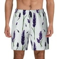 thumbnail image 2 of Picia Lavender Flowers pattern Mens Swim Trunks with Compression Liner Stretch Beach Shorts Quick Dry with Zipper Pockets No-Chafing Board Shorts-XX-Large, 2 of 9