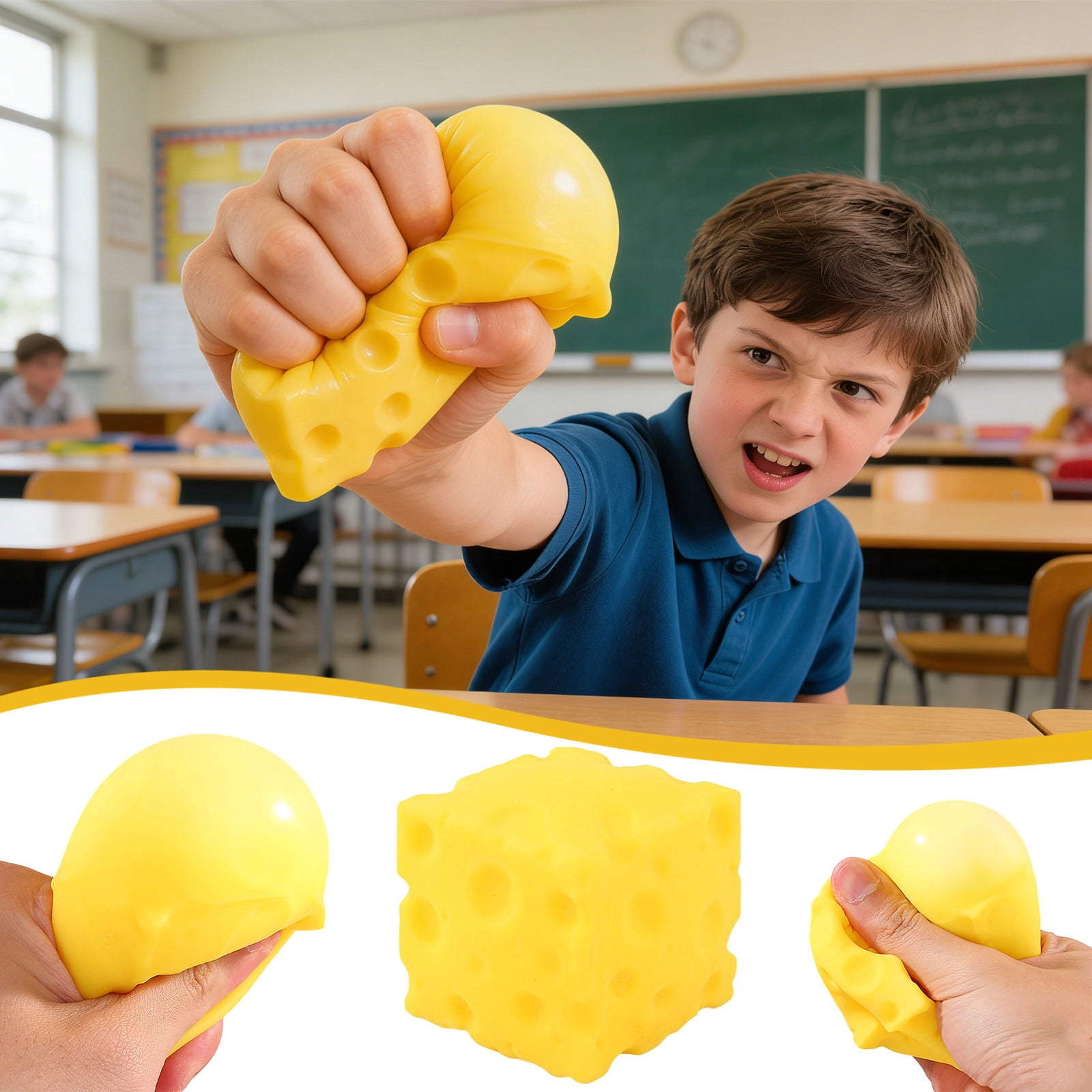 Squishy,Yellow Cheese Squeeze,Soft Novelty, Rebounding Sensory,Help for Relax,Focus, Sensory