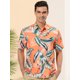 thumbnail image 2 of Lars Amadeus Camisa Tropical De Manga Corta Con Estampado Floral Para Hombre Con Botones Y Hojas Hawaianas naranja verde XXL Unique Bargains Camisa, 2 of 6