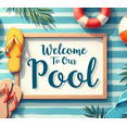 thumbnail image 3 of Tropical Design Pool Party Banner Summer Decoration Striped Background Welcome Sign for Poolside Beach Party Outdoor Event, 3 of 3