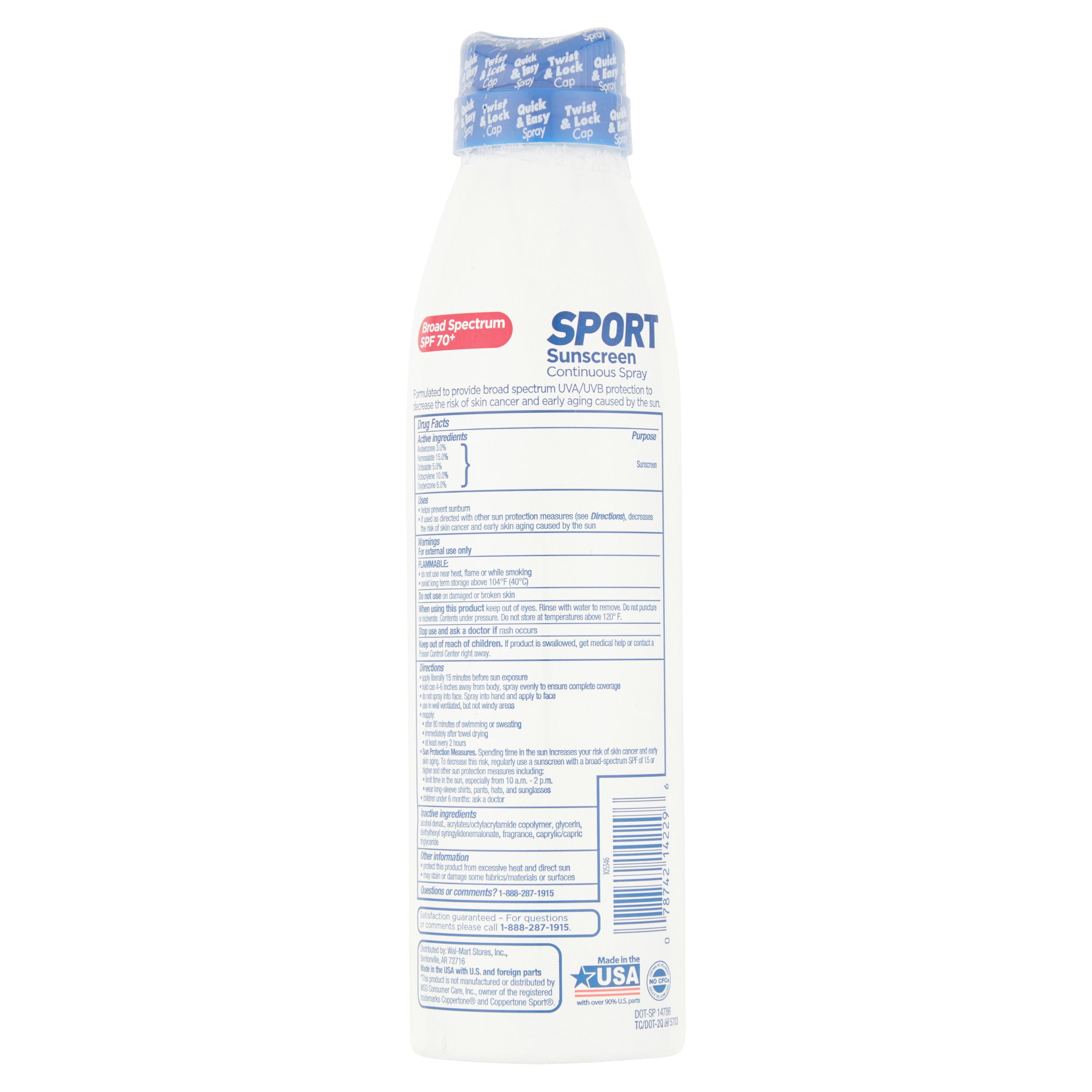 Equate Sport Sunscreen Continuous Spray, SPF 70+, 6 fl oz