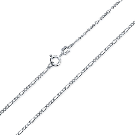 Bling Jewelry Womens Classic Ultra Thin 1.2MM Figaro Chain Link Necklace Sterling Silver 20"