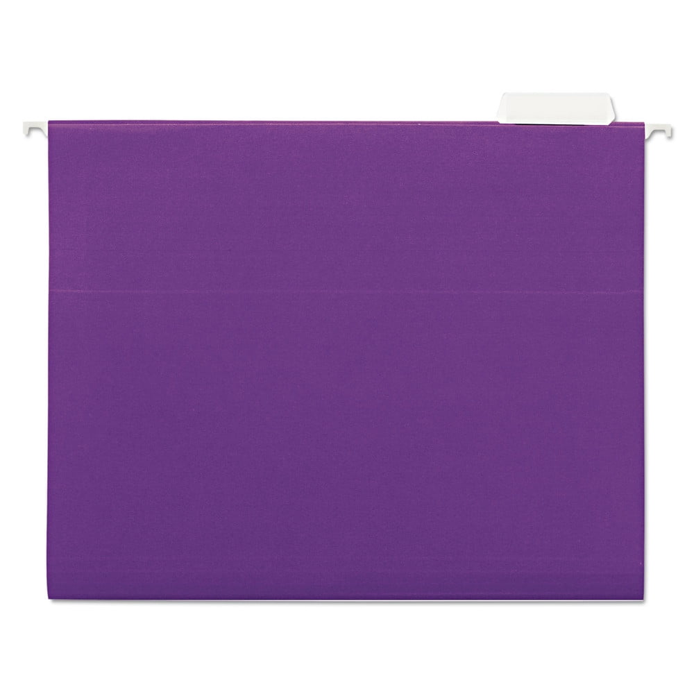 Universal UNV14120EE Deluxe Bright Color 1/5-Cut Tab Letter Size Hanging File Folders - Violet (25/Box)