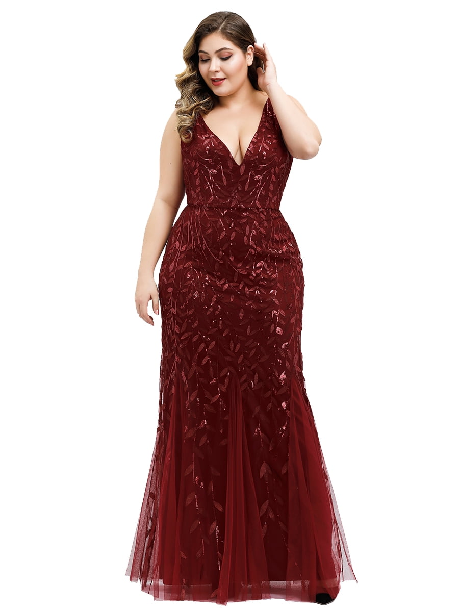 burgundy plus size formal dress
