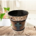 thumbnail image 2 of Metal Cross Fleur De Lis Birch Wastebasket -Trash Can Bathroom Kitchen Accessory, 2 of 3