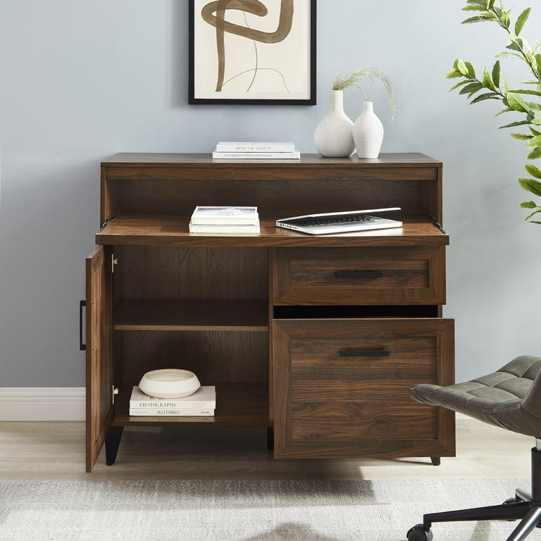 Walker Edison 42” Modern Storage Secretary Desk, Dark Walnut