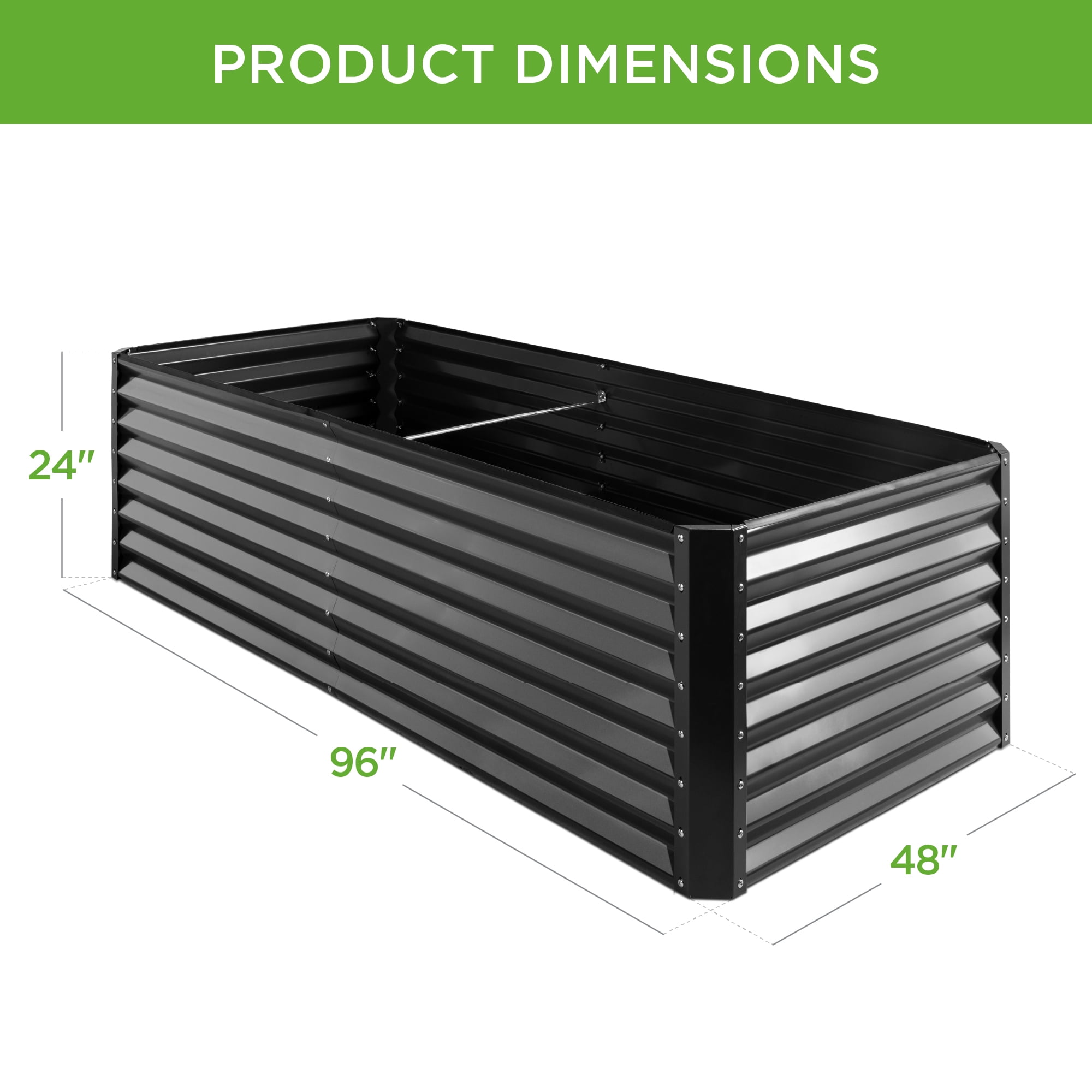 Best Choice Products 8x4x2ft Outdoor Metal Raised Garden Bed for Vegetables Flowers Herbs - Dark Gray