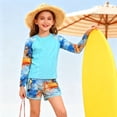 thumbnail image 3 of Aideaone 2 Piece Girls Rash Guard Set Long Sleeve Swimsuit with Shorts UPF 50+ Bathing Suits for Girls 7-12 Years, 3 of 5
