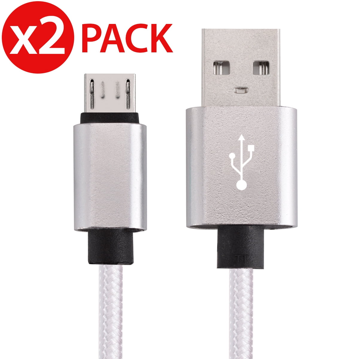 2x Micro USB Cable Charger For Android, FREEDOMTECH 3ft USB to Micro