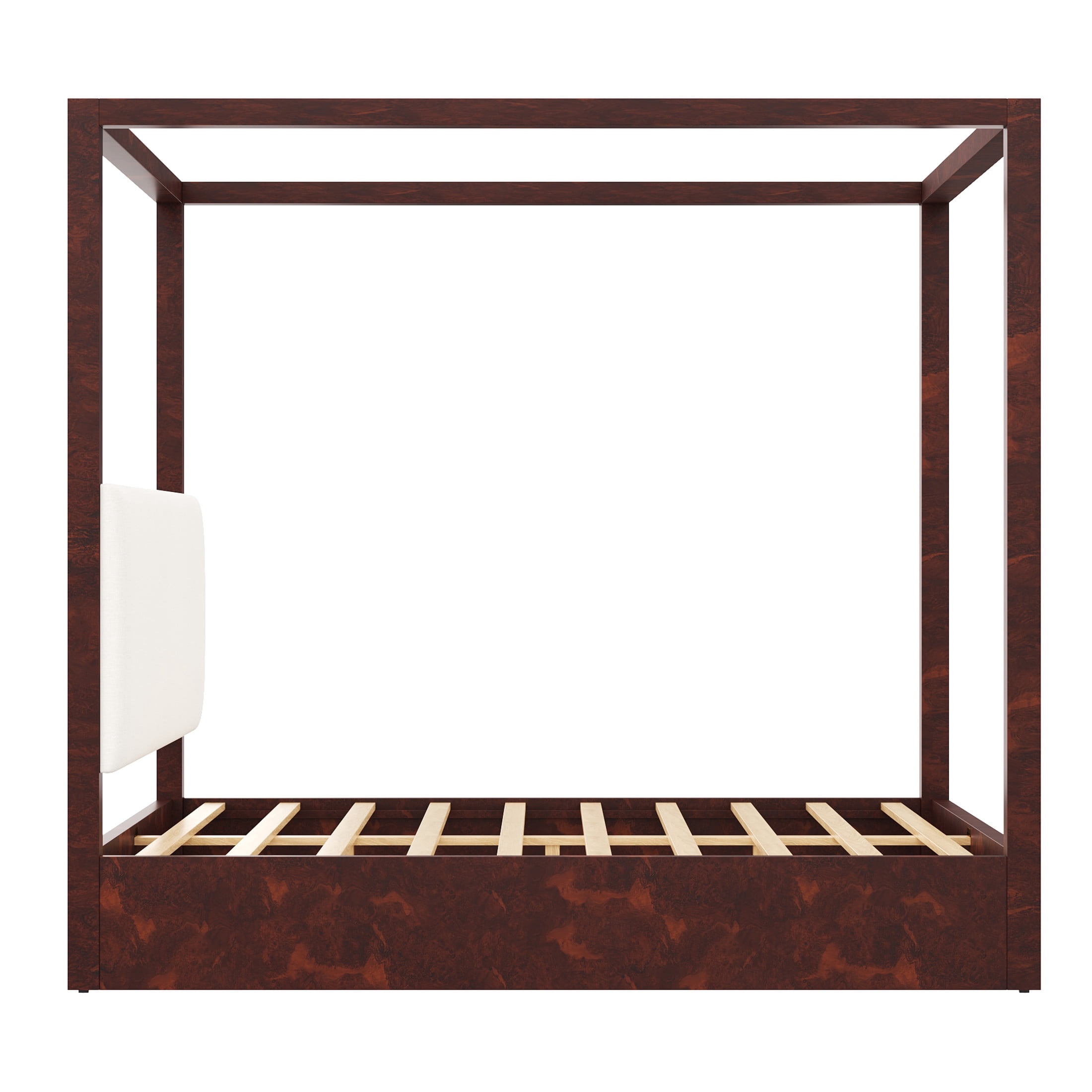 Christopher Knight Home Queen Canopy Platform Bed, Upholstered Headboard, Solid Wood Frame, Espresso