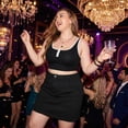 thumbnail image 2 of Plus Size Skirt for Women A Line Causal Above Knee Zip Front Flare Skirts 2026 1X Black, 2 of 8