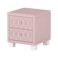 thumbnail image 4 of Velvet Upholstered Nightstand, Mid Century Modern Nightstand with 2 Drawers & Crystal Handles, Button-Tufted Storage Bedside Table for Bedroom, Easy Assembly (Pink), 4 of 6