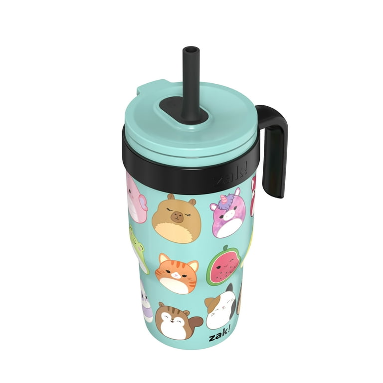 Zak Designs 18oz Squishmallows Kids Straw Handle Gray Tumbler