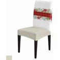 thumbnail image 6 of Chair Covers for Dining Room Set of 6,Christmas Red Poinsettia Floral Berry Plaid Stretch Seat Protector Removable Washable Chairs Slipcovers for Kitchen Banquet Wedding Hotel,Green Leaf on White, 6 of 6