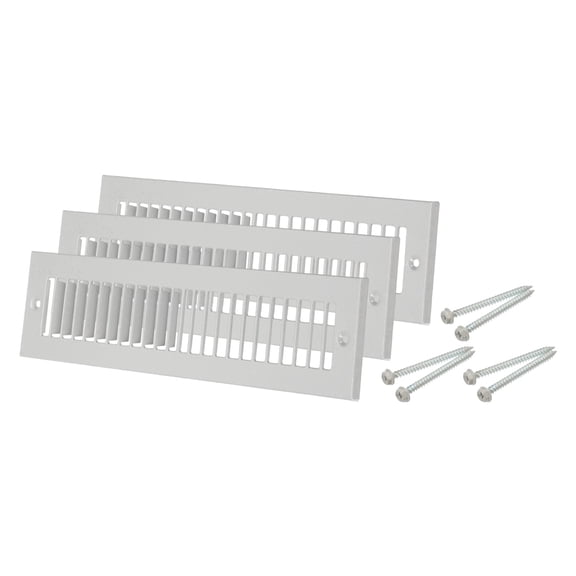 2" x 12" Duct Opening Vent Cover, 3 Pcs Toe Kick Vent Cover HVAC for Wall Floor, Gray-Outer Size: 3.4" x 13.4"