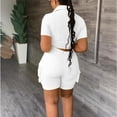 thumbnail image 3 of Women Two Piece Outfits Sets Summer Causal Short Sleeve Button Down Shirt And Shorts Matching Set With Pockets, 3 of 4
