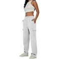 thumbnail image 4 of Womens Cargo Sweatpants Casual Baggy Fleece High Waisted Joggers Pants, 4 of 6