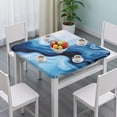 thumbnail image 3 of Light Blue Marble Flow Pattern Square Fitted Tablecloth with Elastic Edge,Square Table Cover,Washable Elastic Table Cover for Home Kitchen Party Decor 34"x34", 3 of 6
