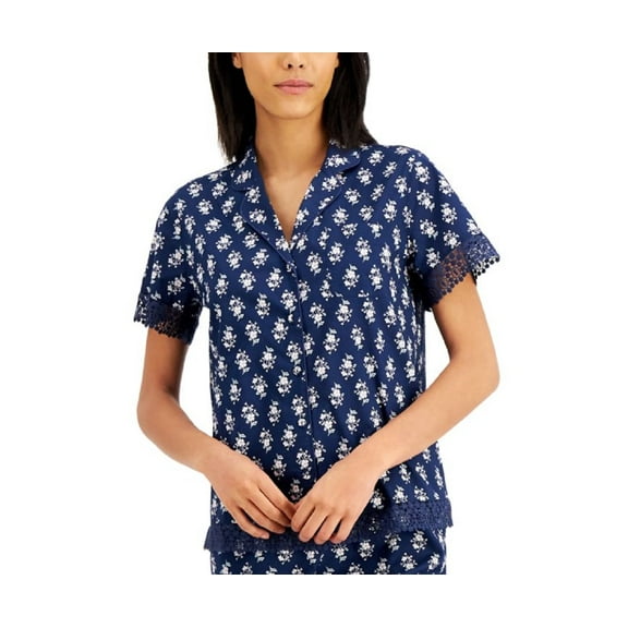 Charter Club Womens Sleepwear Notched Collar Pajama Top Only,1-Piece;Medium