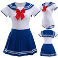 thumbnail image 7 of Littleforbig Cotton Romper Onesie Pajamas Bodysuit - Cosplay Magical Onesie Skirt Set Sailorblue 3XL, 7 of 7