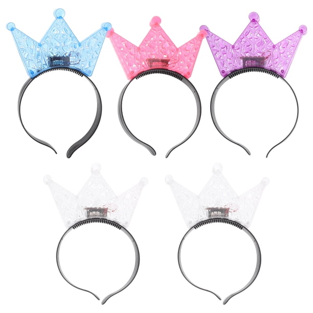 5 diademas creativas con luces LED brillantes para niñas (morado + rosa + blanco + azul + verde)
