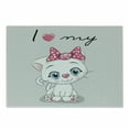 thumbnail image 1 of Kitten Cutting Board, Cartoon Domestic White Cat Pink Cheeks Fluffy I Love My Pet Themed Print, Decorative Tempered Glass Cutting and Serving Board, Small Size, Grey White Pink, by Ambesonne, 1 of 1
