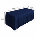 thumbnail image 3 of Navy Blue 4FT Rectangular Tablecloth with Pleated Skirt, Wrinkle Resistant Polyester Table Cover for 120x60x75cm Tables, Elegant Drape for Banquet & Event Decor, 3 of 6