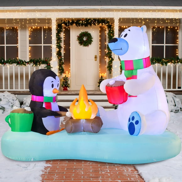 Oso polar y pingüino inflables navideños Joiedomi 6 pies con luz LED