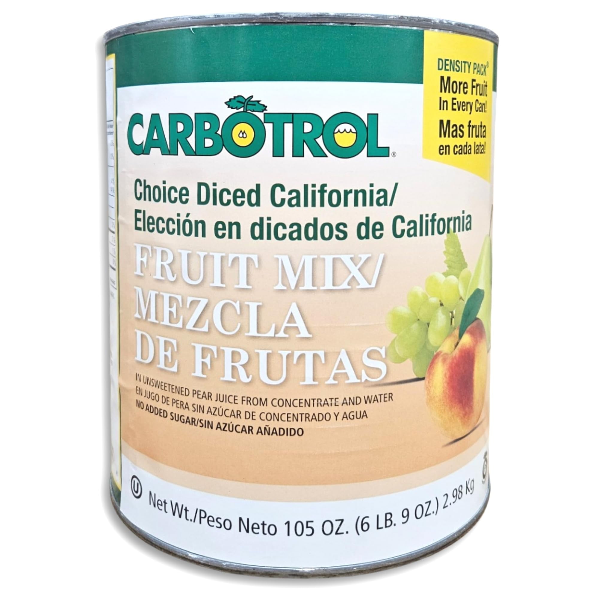 Carbotrol | Choice Diced California Fruit Mix in Pear Juice | 105 Ounce Density Pack Can | Case of 6