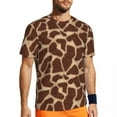 thumbnail image 3 of Gym T-Shirt For Men Giraffe Print T-Shirts Hip Hop Brown Animal Beach Tees O Neck Street S, 3 of 5