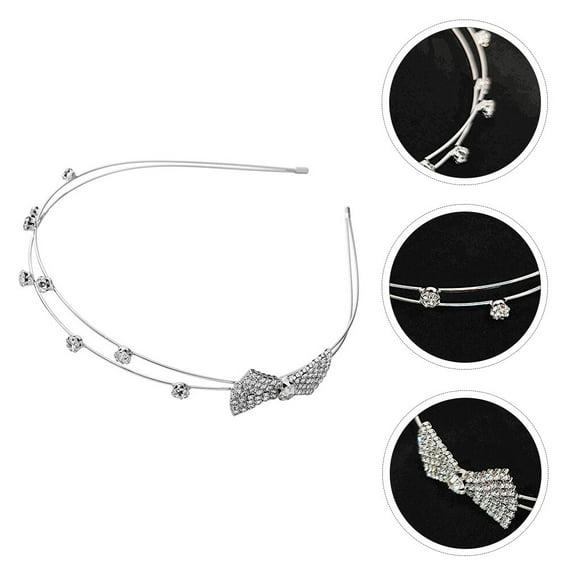 KONTONTY Crystal Bow Hairband with Rhinestone Design Silver Non Slip Fashion Headband