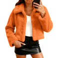 thumbnail image 5 of Women's Cropped Faux Fur Cardigan, Short Plush Jacket, Open Front Shawl Collar Coat, Luxurious Evening Wrap, Soft Elegant Bolero, Night Out Cover Up Orange XL, 5 of 7
