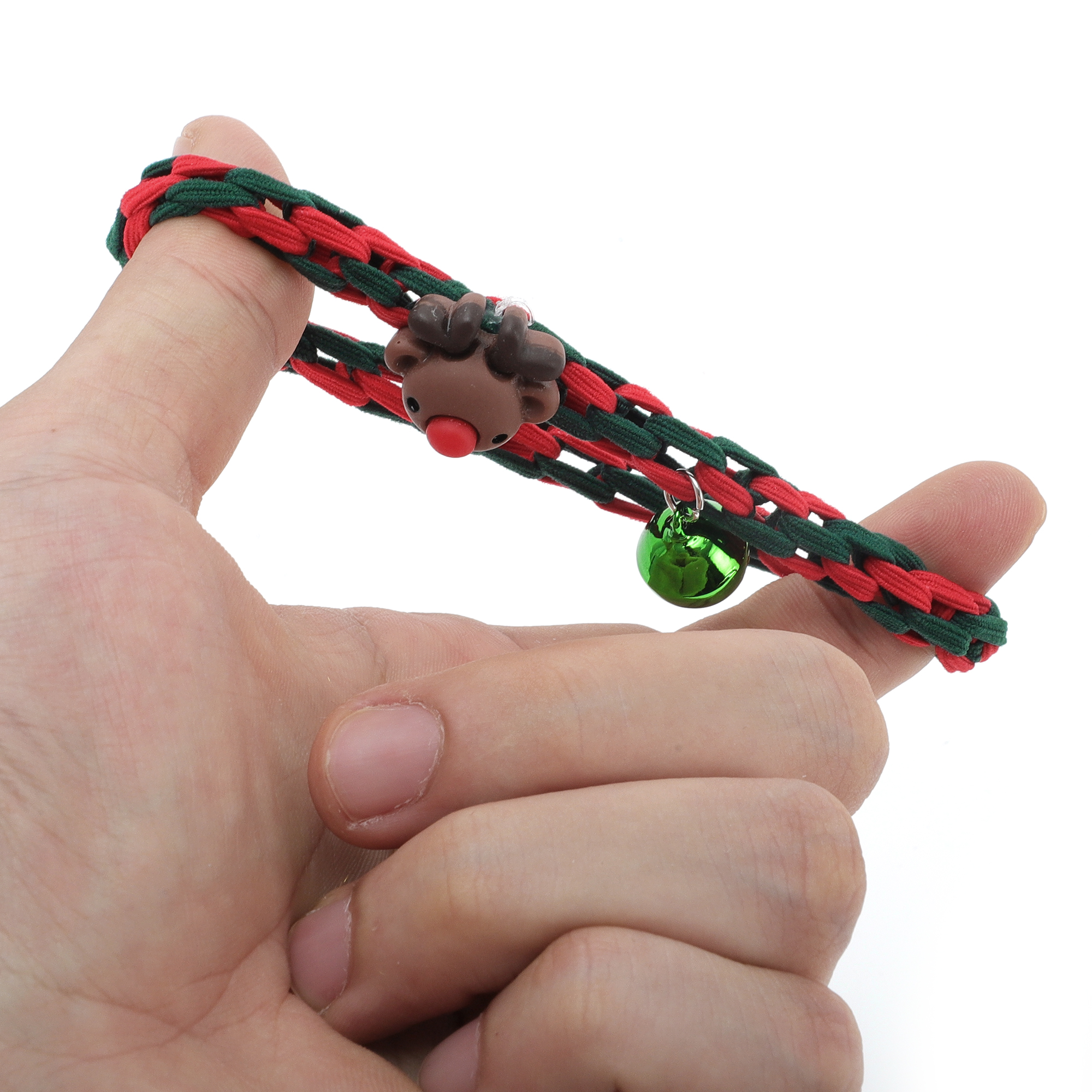 NOMADIC NOOK Christmas Hair Rope Fishbone Pine Bell Red Green 4 Pcs
