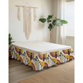 thumbnail image 2 of Geometric,Wrap Around Bed Skirts for King Bed 18" Drop,Bed Skirt with Adjustable Elastic Belt Dust Ruffle Bed Valance for Bedroom Abstract Black Middle Century Boho Yellow Red Stripes Bed Frame Cover, 2 of 7