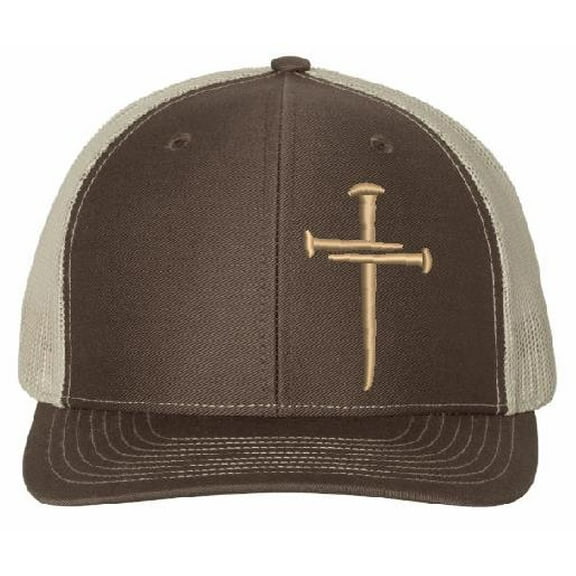 Christian Hats for Men Women Jesus 3 Nail Cross Brown/Khaki Richardson 112 Hat