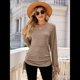thumbnail image 4 of Camisetas para Mujer, Larga, Cuello en V, Básicas, Informales, Holgadas, Suaves, para Otoño. Café L, 4 of 10