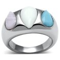 thumbnail image 1 of High Polished No Plating Stainless Steel Ring with Synthetic Glass, Multi Color - Size 8, 1 of 1