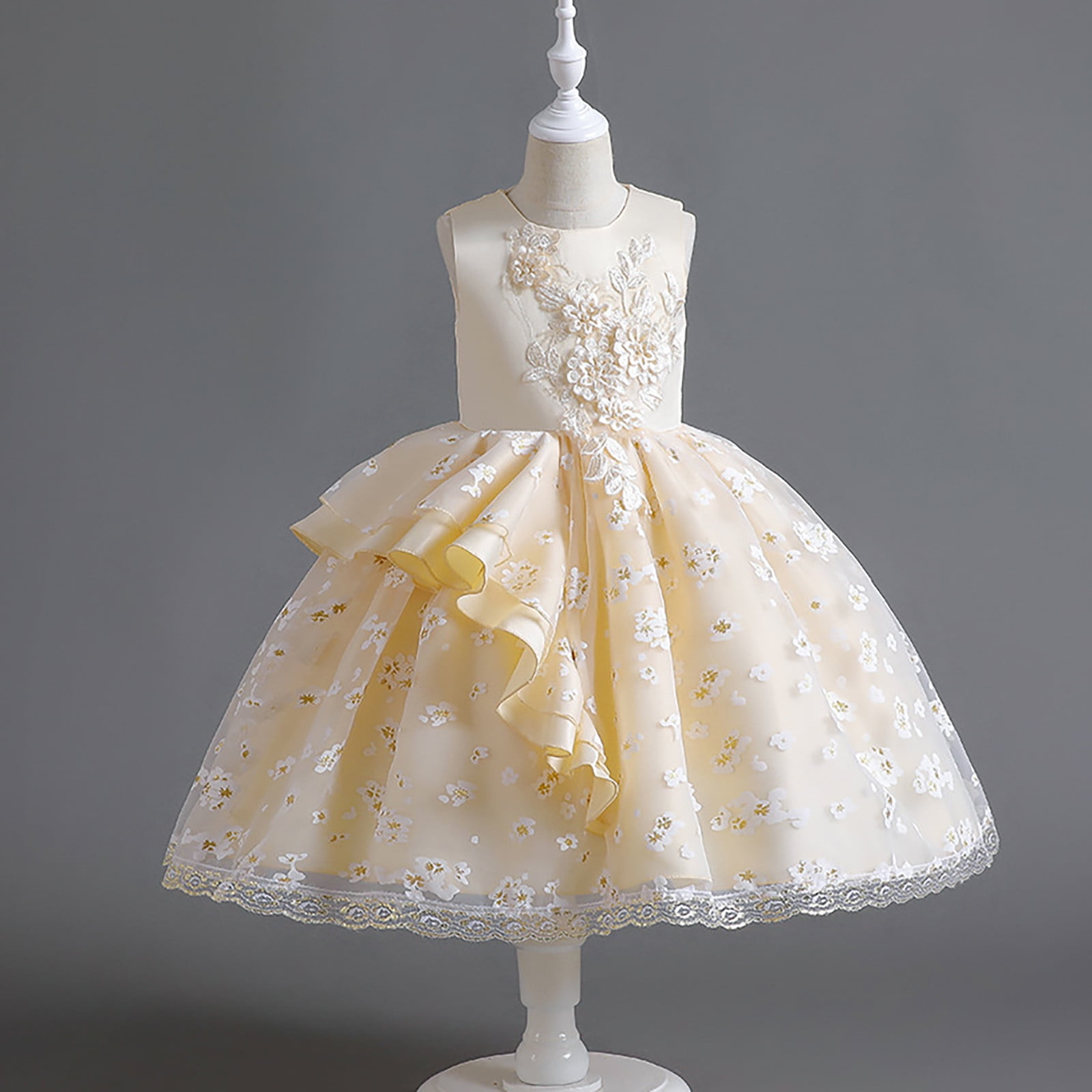 Girls Formal Dress Light Yellow Girls Dress Flower Girl Dress