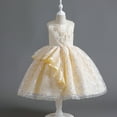 thumbnail image 2 of FAOWME Robe de Concours de Fille Fleur Filles Élégante Dentelle Vacances Mariage Robe de Fête Jaune Clair 8-9 Ans, 2 of 8