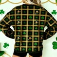 thumbnail image 6 of Womens St Patrick's Day Sweatshirt Black Oversized Shamrock Leprechaun Plaid Graphic Print Soft Stretch Long Sleeve Casual Holiday,Size 2XL, 6 of 8