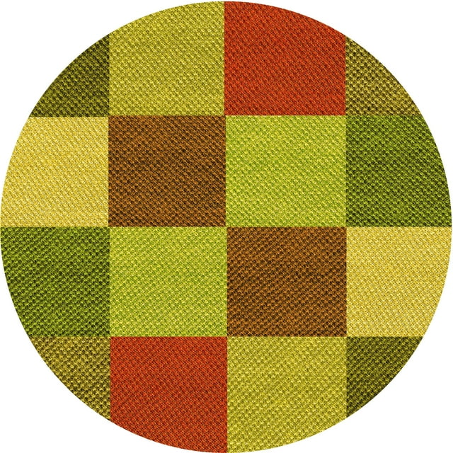 Ahgly Company Tapis Rond Lavable en Machine Intérieur Transitionnel Acajou Brun, 6 Pieds Rond