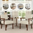 thumbnail image 3 of FAGAGA Accent Chair Set of 2 with Table, Mid Century Modern PU Leather Chair for Living Room, Oversized Chair for Reading Room, Reception Room, Bedroom | Beige, 3 of 8