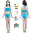 thumbnail image 4 of 3 Pcs Girls Swimsuit Mermaid Tails for Swimming Princess Bikini Bathing Suit Set DH06 Blue 150, 4 of 6