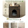 thumbnail image 5 of Cat Litter Box Enclosure Furniture, Hidden Litter Box with Mat and Fence, Handwoven Rattan Cat House with Two S-Shaped Hooks for Living Room, Bedroom, 18.5 x 20.5 x 19.1 Inches (Brown), 5 of 14