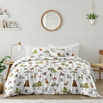 Sweet Jojo Designs Watercolor Woodland Forest Animals Green Brown White Full/Queen Bed Comforter 3 Piece Bedding Set - 3 Piece