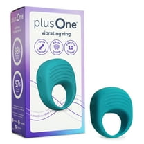 plusOne Vibrating Ring Soft Touch Silicone Massager, 5 Vibration Settings, Teal Color, Waterproof