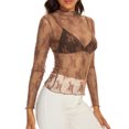 thumbnail image 4 of Liacowi See Through Long Sleeve Tops for Women Sheer Mesh Tops Floral Lace Loose T-Shirts Clubwear, 4 of 8