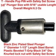 thumbnail image 2 of SBDs Pull Pin - 1" Diameter x 1-1/2" Length Weld-On Steel Barrel || 1/2" Diameter Steel Spring-Loaded Zinc Plated Plunger || Black Plastic T-Handle 2-1/4" Width x 3/4" Diameter., 2 of 3