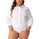 thumbnail image 1 of FAB CURVES Mono de mujer de talla grande con botones y mangas largas, blusas de oficina, 1X blanco, 1 of 6